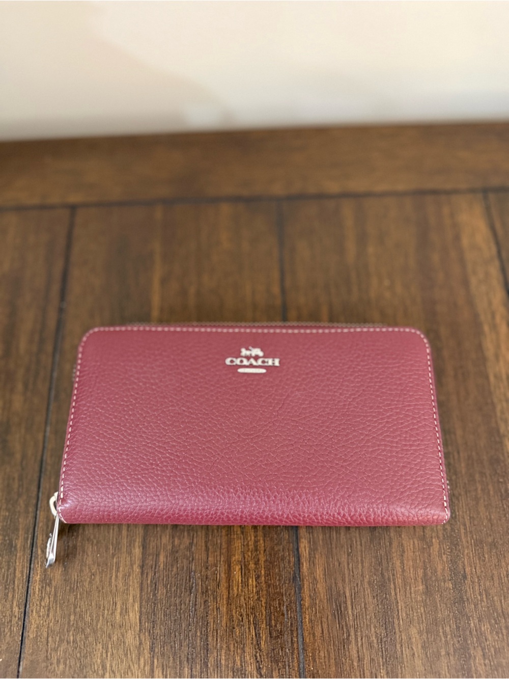 Coach Zip Around Wallet - Wine Red